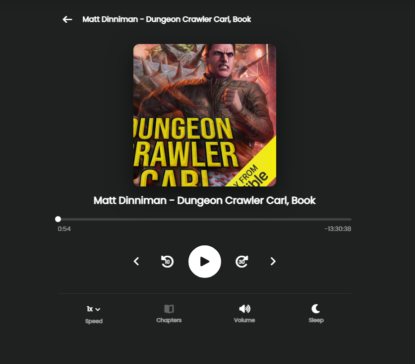 An audiobook playing in Librariann with its chapter list open beside the cover art.